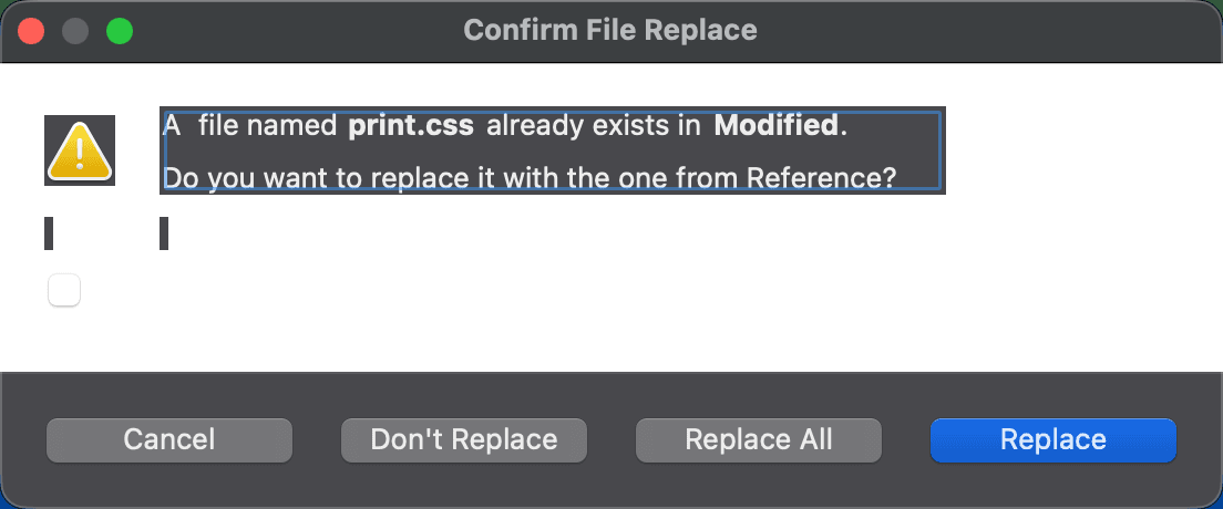 Confirm File Replace dialog
