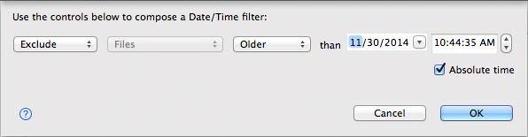 Folder Comparison Absolute Date/Time Filter Dialog