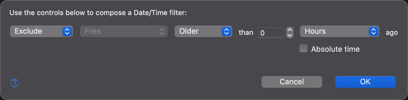 Date/Time filter with a relative time