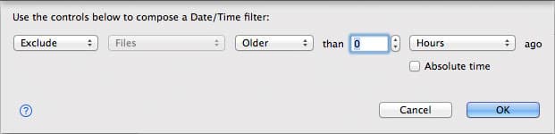 Folder Comparison Date/Time Filter Dialog