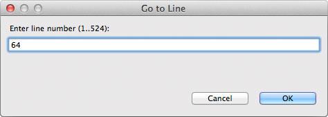 Screenshot of Go to line dialog