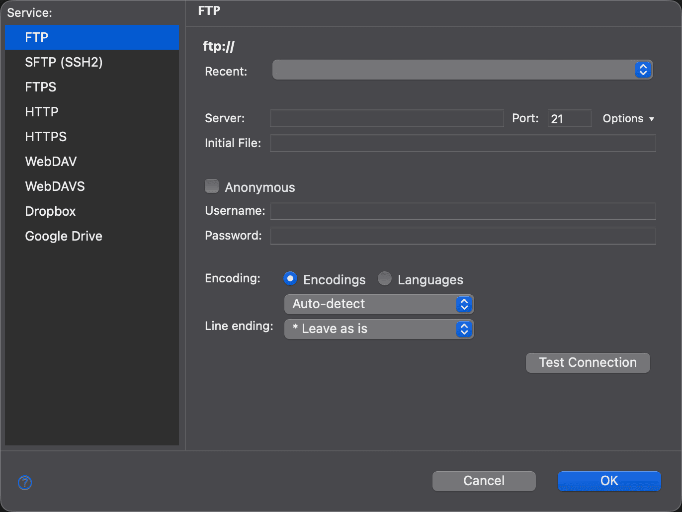 Select Remote File dialog