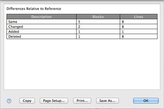 Text Comparison Summary dialog