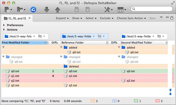 Three-way file comparison image after auto non-conflicts sync