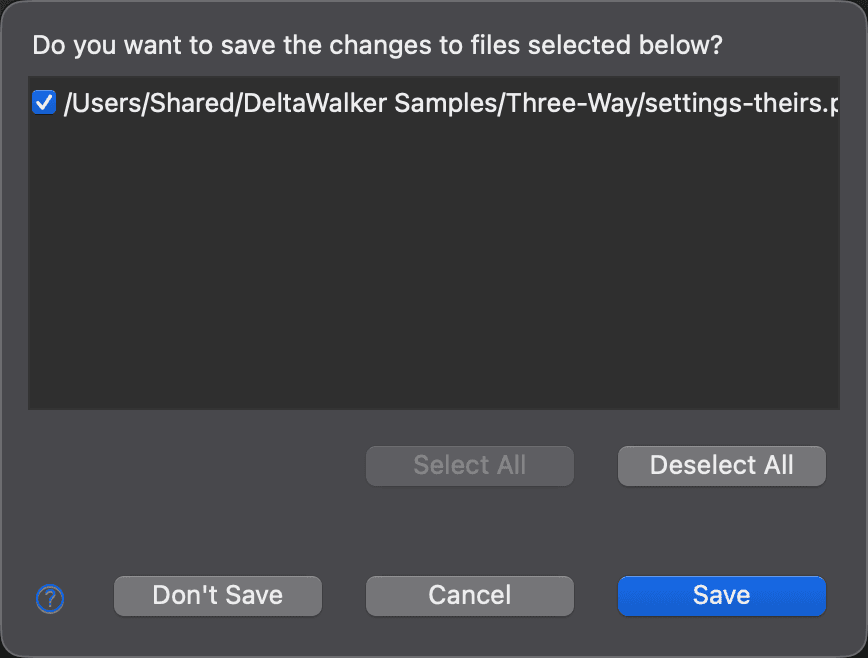 Save Modified Files dialog